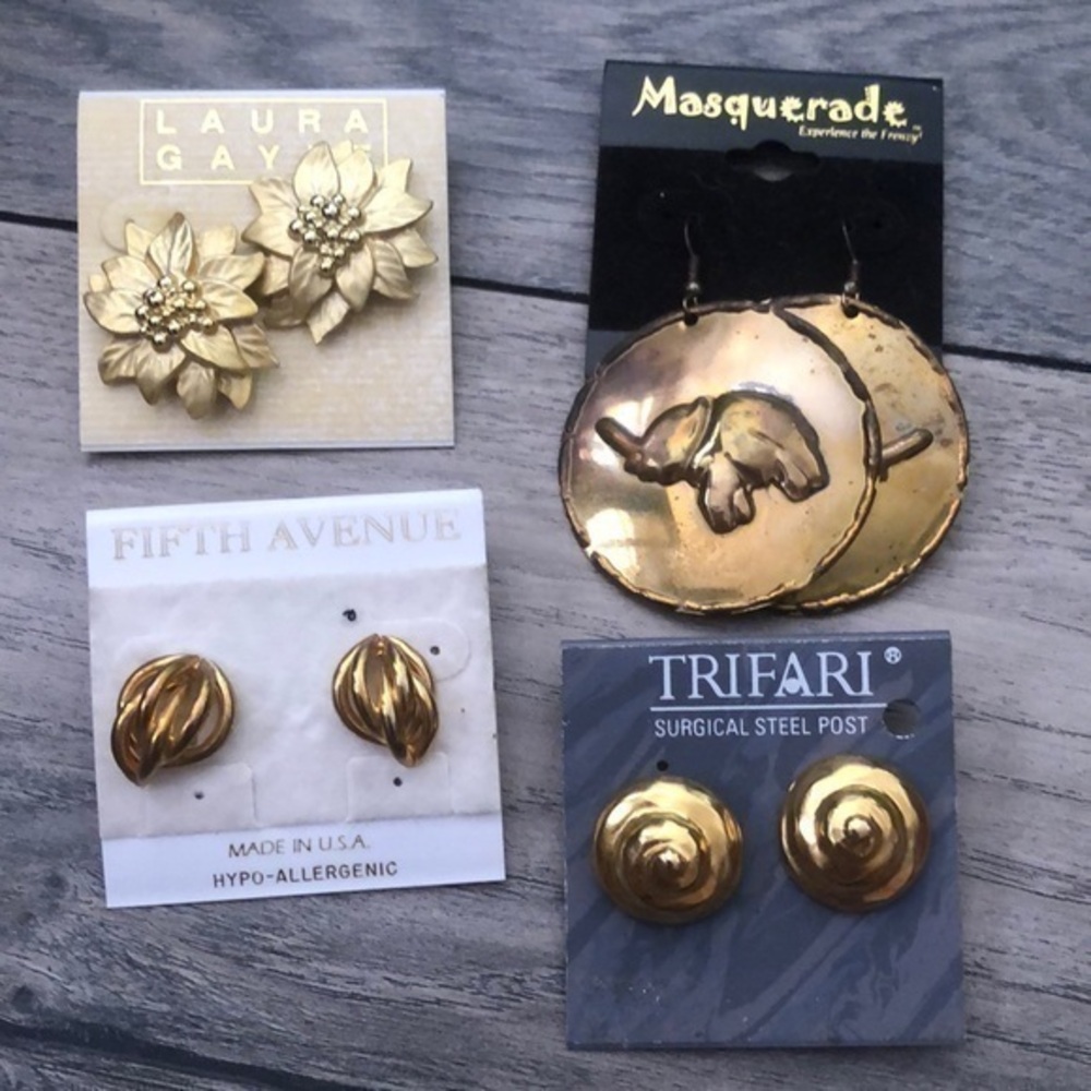 Vintage Earrings Lot Trifari - Laura Gayle - Fifth Avenue - Masquerade